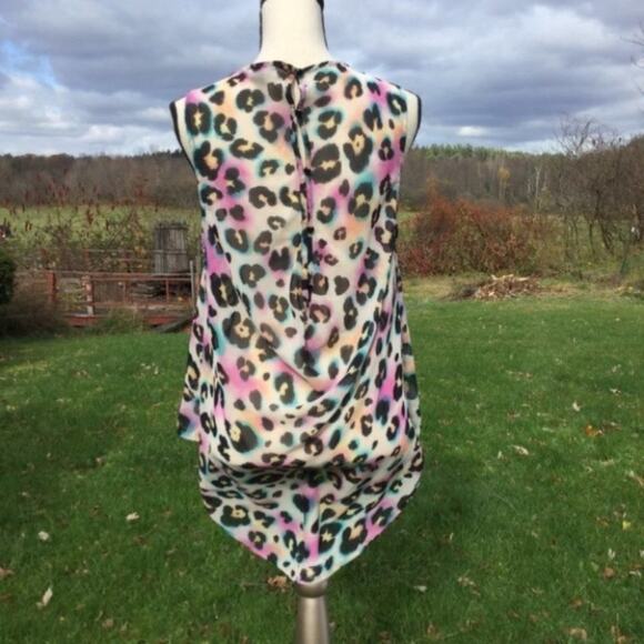 Forever 21 Sheer Pastel Cheetah High Low Size Sm - Picture 3 of 8